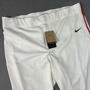 Nike Vapor Select Baseball Softball Pants Mens XXL White‎ Red Piped Open Leg